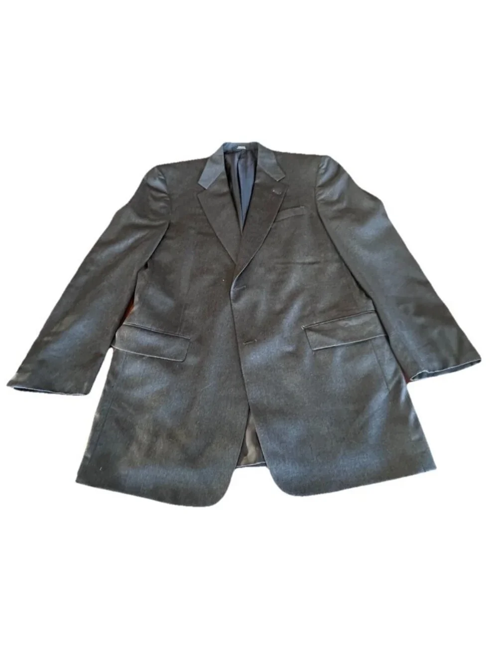 Hart Schaffner Marx 43L 37x32 2pc Pant Suit VTG 90s Gold Trumpeter Dark Grey USA